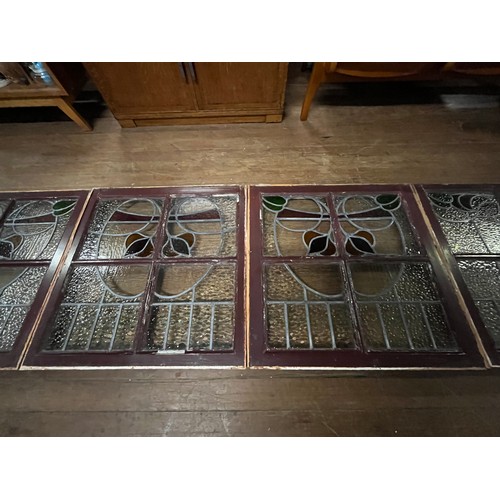 69 - 5 Antique reclaimed stained glass leaded windows. 26.5 x 26.5