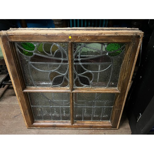 69 - 5 Antique reclaimed stained glass leaded windows. 26.5 x 26.5