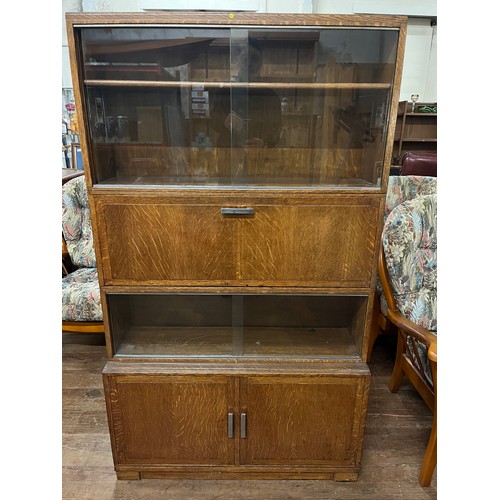 71 - Vintage oak bookcase with pull down section by Minty Limited Library specialist Oxford