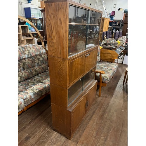 71 - Vintage oak bookcase with pull down section by Minty Limited Library specialist Oxford