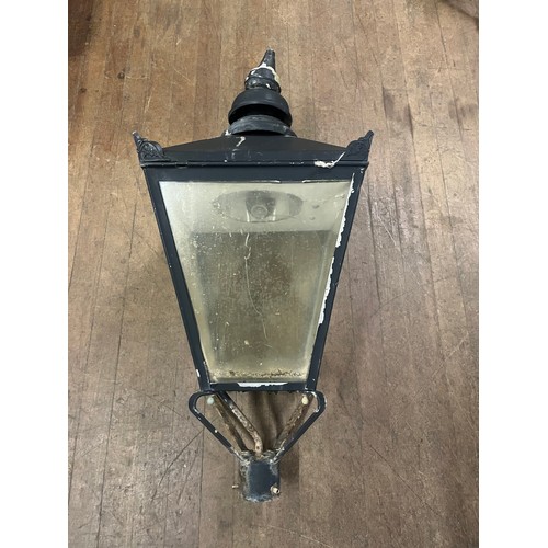 165 - Large Victorian style street lamp lantern with decorative corner motifs and hand-turned finial detai... 