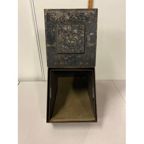 410 - Vintage metal coal scuttle with shovel. decorated with hand painted swallow design.