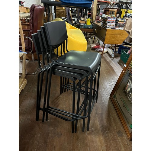 520 - 4 Ikea 'STIG' bar stools with backrest.