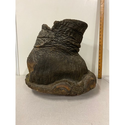 100 - Antique taxidermy elephant foot bin. 14.5