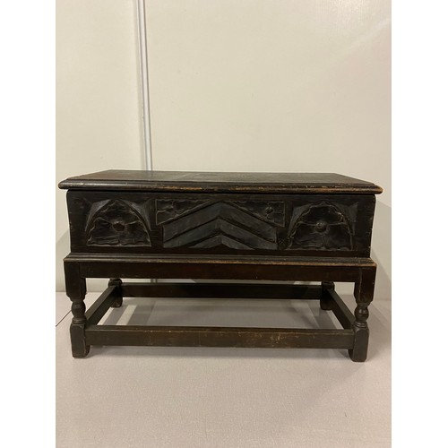 151 - Vintage carved wooden slipper box. 65cm x 40h x 30w