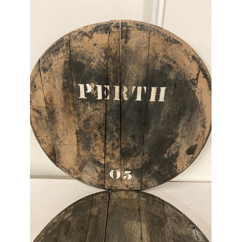 150 - 2 x whisky barrel lids (Perth and Methven) 23