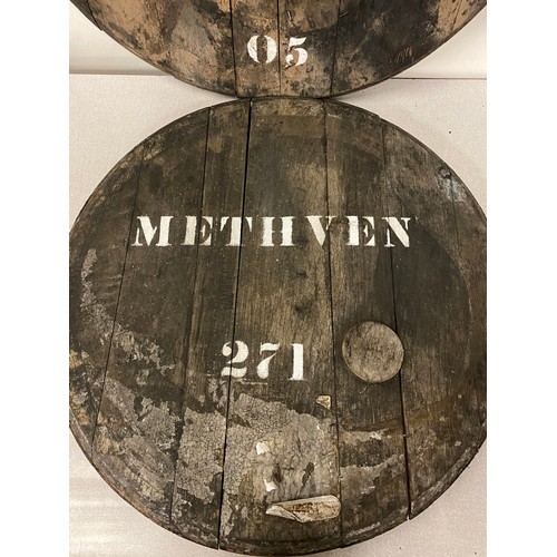 150 - 2 x whisky barrel lids (Perth and Methven) 23