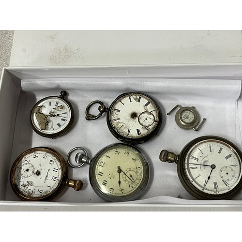 20 - 5 assorted vintage pocket watches 2 silver, spares or repair