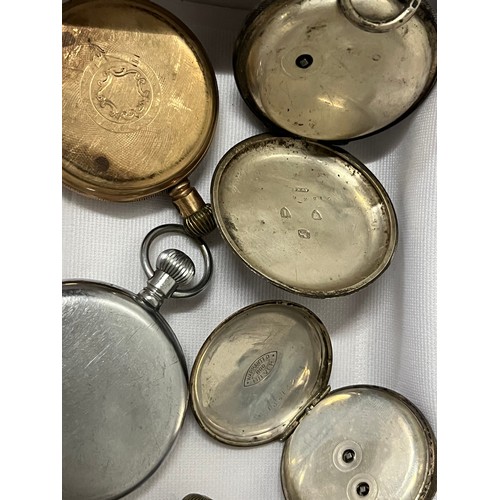 20 - 5 assorted vintage pocket watches 2 silver, spares or repair