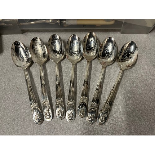 98 - Selection of cutlery to include Amefa & Wm Rogers silver plated spoons etc.