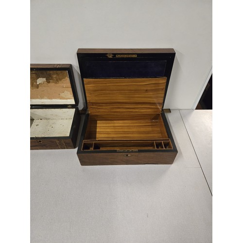 101 - Vintage wooden inlaid writing slope along with along with inlaid wooden box.