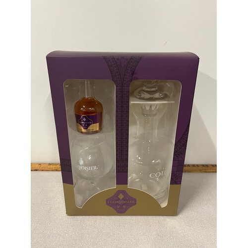 113 - Boxed Courvoisier gift set to include Decanter, glass & miniature bottle.