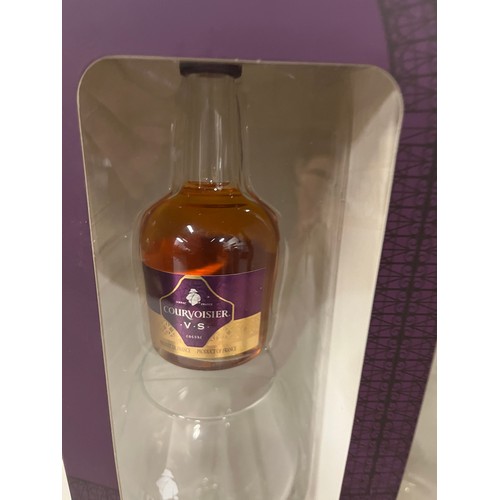 113 - Boxed Courvoisier gift set to include Decanter, glass & miniature bottle.