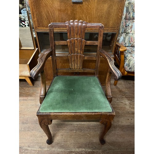 80 - RMS Queen of Bermuda, a 1930s Art Deco 1st class dining saloon armchair in walnut, with shaped back ... 