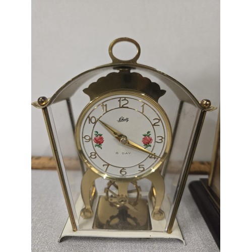 115 - Vintage Metamec clock along with Schatz & Sohne Germany enamel 8 day clock.