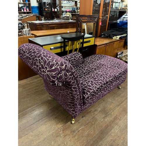 167 - Purple & white floral upholstered chaise lounge