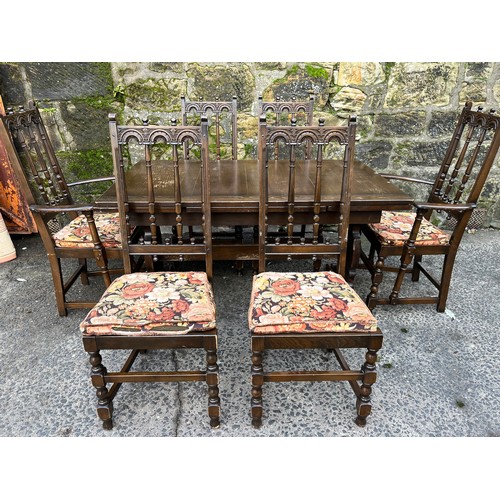 455 - ercol gothic old colonial table & 6 chairs