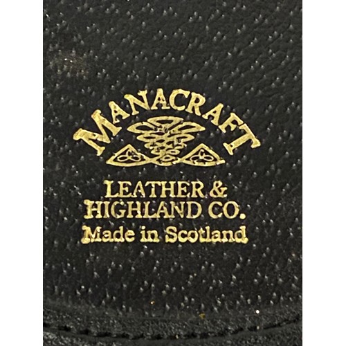 168 - Black seal fur and leather sporran by Manacraft leather and highland Co.