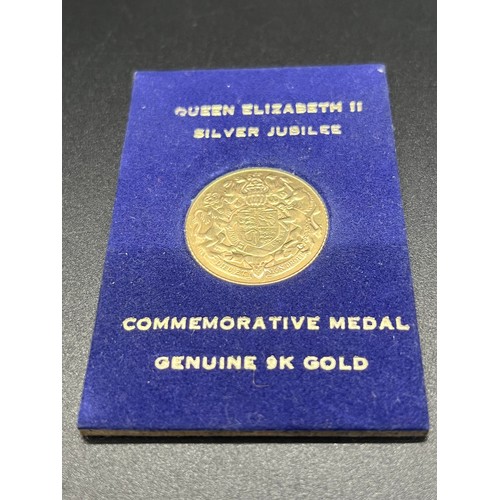 4 - 9ct gold commemorative silver jubilee medal