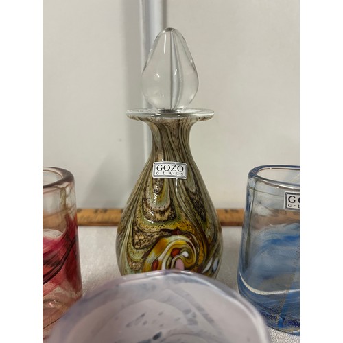 47 - 4 pieces of Gozo art glass to include perfume bottle signed.