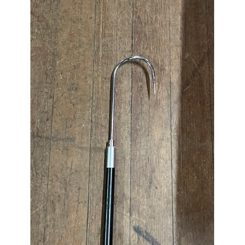 461 - Fishermans boat hook 6ft along with landing net & umbrella