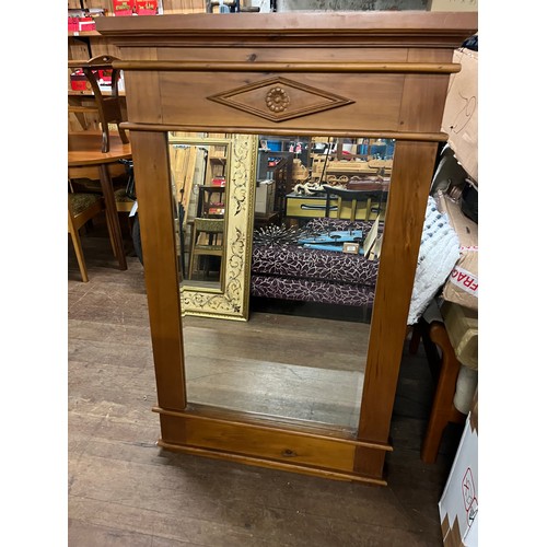 478 - Large over mantle solid wood mirror 53