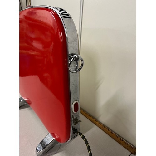 199 - Vintage Falks Caprice red & cream enamel, chrome electric space heater, 52cms high