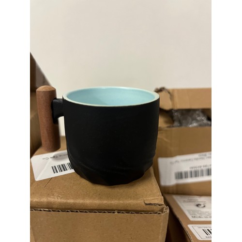 283 - 13 new retro boxed ceramic wooden handle espresso coffee cups