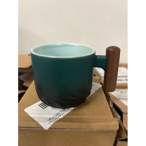 285 - 15 new retro boxed ceramic wooden handle espresso coffee cups