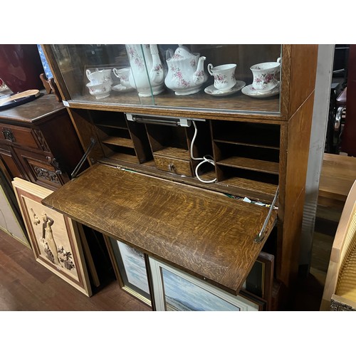 71 - Vintage oak bookcase with pull down section by Minty Limited Library specialist Oxford