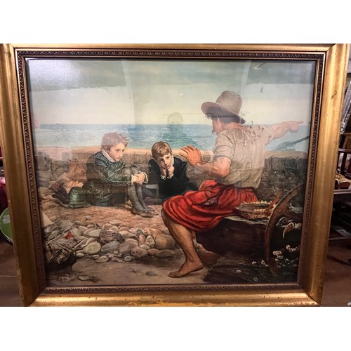 58 - Large gilt framed print of 'The Boyhood Raleigh' after John Everett Millais 1870 43