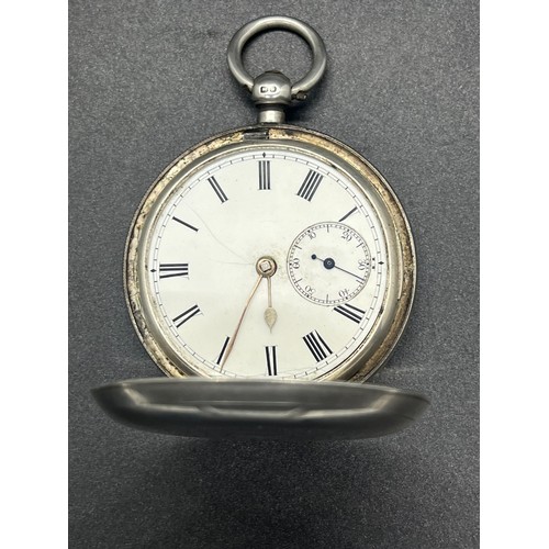 123 - Silver hallmarked pocket watch stamped Weir, 25 Argyle St & 66 Buchanan St (working) inner glass mis... 