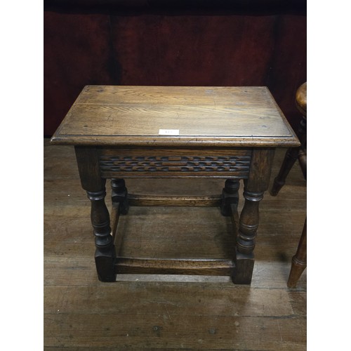 171 - Victorian penny chair along with solid oak arts & crafts stool.