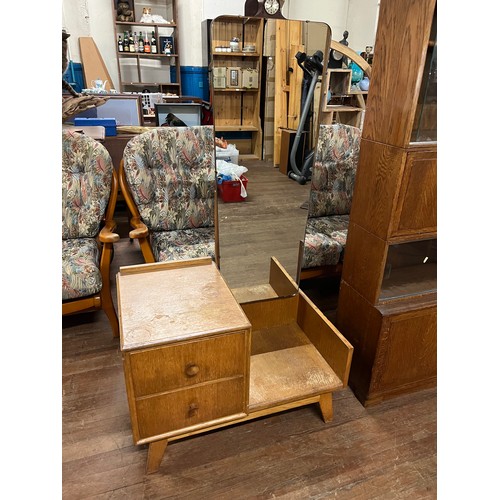 190 - Vintage Meredew 2 drawer mirror cabinet along with vintage cabinet.