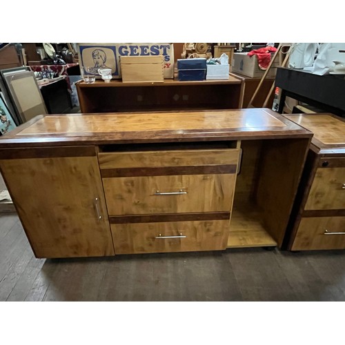 196 - Burr walnut style sideboard & matching filing cabinet.