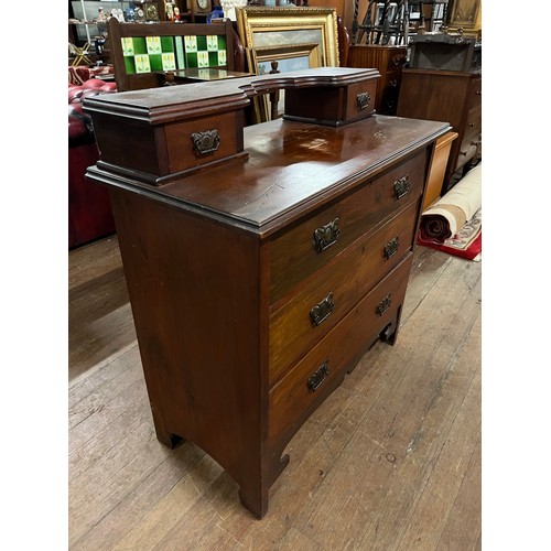 227 - Victorian 3 drawer chest with gallery & art nouveau handles.