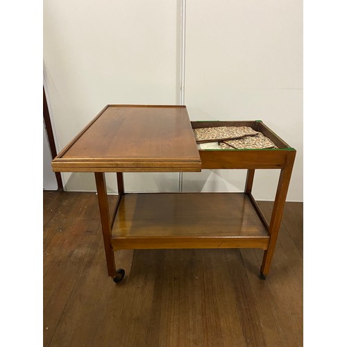 322 - Vintage flip top games table on casters.