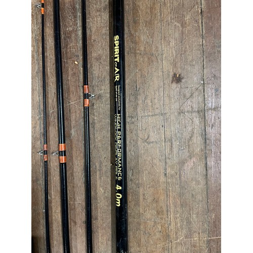 397 - Spirit of Air 4 meter fishing pole, Daiwa quintet fishing rod along with Dunmark bow.