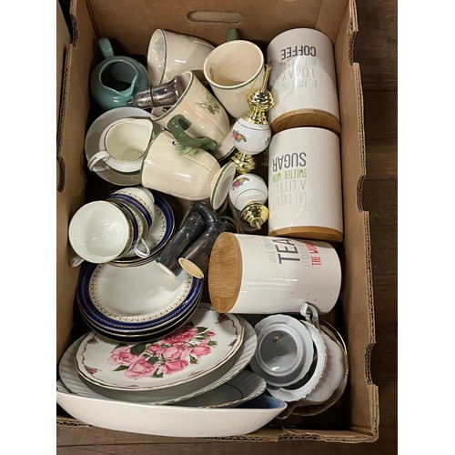 405 - 4 Boxes of misc to include tea ware & glass ware etc.