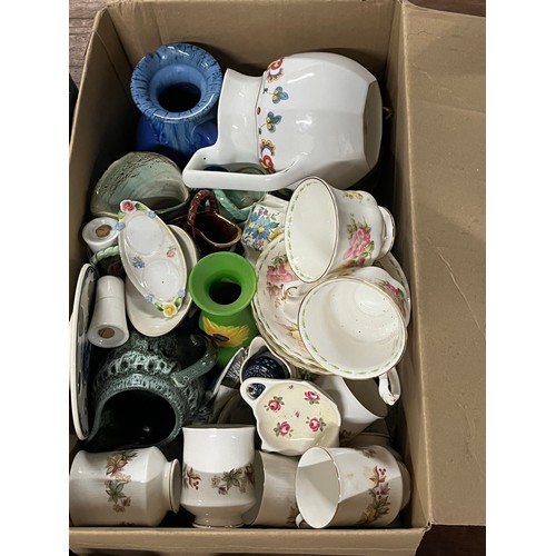 405 - 4 Boxes of misc to include tea ware & glass ware etc.