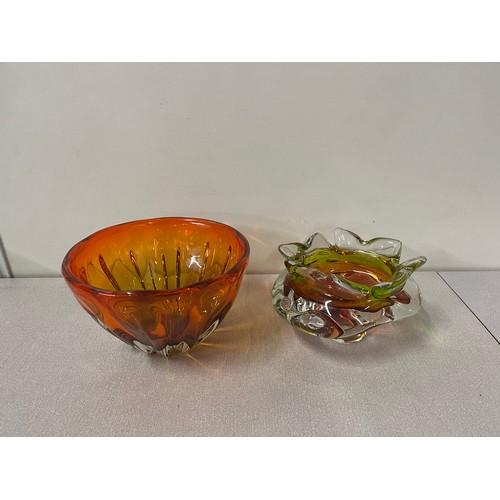 460 - 2 bohemian glass bowls