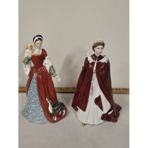 516 - Royal Doulton Anne Boleyn limited edition figurine 4215/9,500 along with Royal Worcester Queen Eliza... 