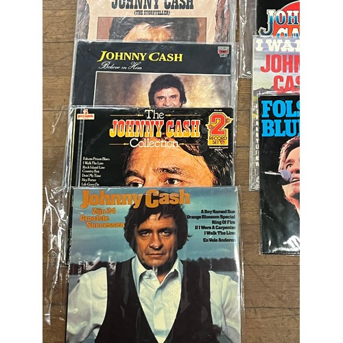 250 - Selection of Johnny Cash vinyl record albums to include Star Portrait, Ring of fire & Sunday down So... 