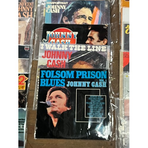 250 - Selection of Johnny Cash vinyl record albums to include Star Portrait, Ring of fire & Sunday down So... 