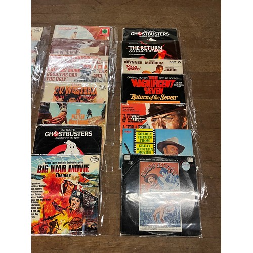 303 - Selection of movie themes & soundtrack vinyl records to include Ghostbusters, Full Metal Jacket & Th... 