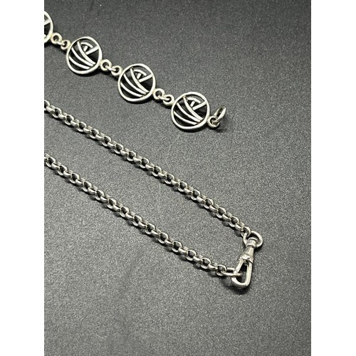 55 - Silver belcher albert chain & rennie mac bracelet