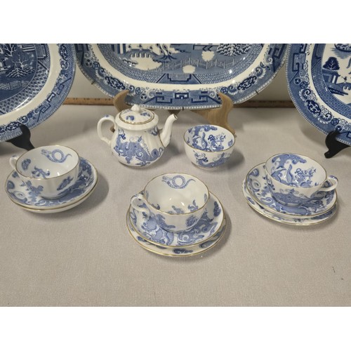 191 - Selection of blue & white to include Royal Worcester part tea set, Imperial China & Old Willow plate... 