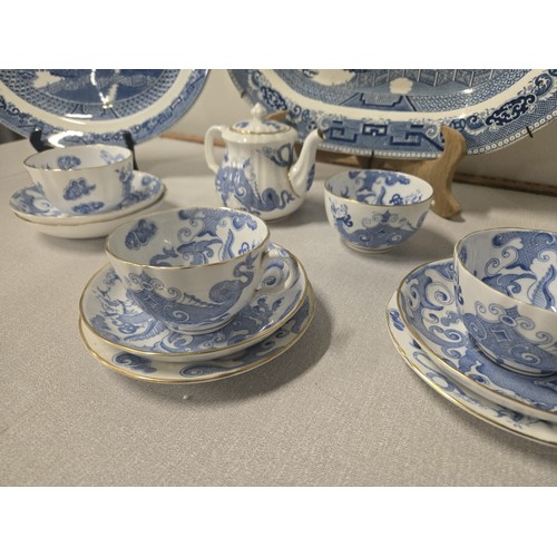 191 - Selection of blue & white to include Royal Worcester part tea set, Imperial China & Old Willow plate... 