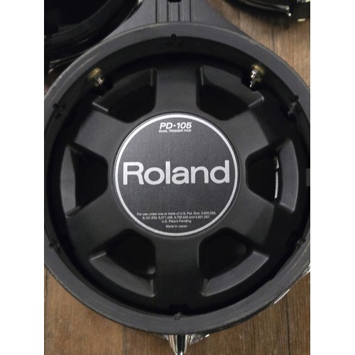 207 - Roland electronic TD-9 drum kit with 3 cymbals to include ride/crash, 3 drums to include PD-105 & ki... 