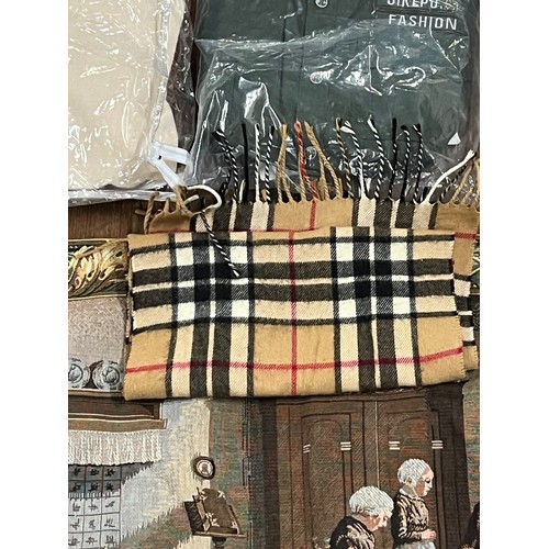 412 - Selection of misc to include Christian Dior jumper, Burberry scarf & superdry bag etc.